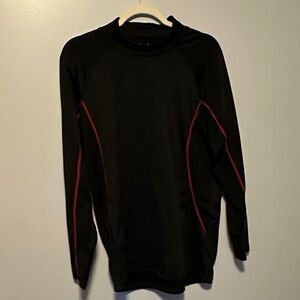 Men's Black Long Sleeve Shirt with Red Piping